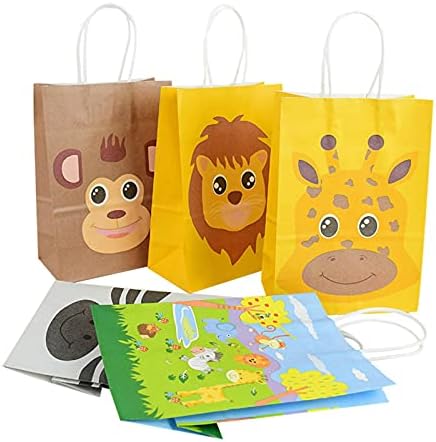 NC 5 Парчета Хартия Подарък чанта с животни, Чанта за Сафари в Джунглата, Аксесоари За Украса на Парти По Случай Рожден Ден, Чанта За Бисквити От крафт-хартия