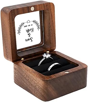 Персонални Дървена Кутия за Пръстени с Гравирани по Поръчка за Сватбена церемония, Кутия за Приносителя на Годежен Пръстен, Кутия за Ръчно изработени Пръстени, Кал