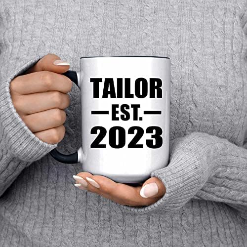 Designsify Tailor е Създадена през 2023 г., Кафеена Чаша с Акцент върху 15 грама, Черна Керамична Чаша за Чай с дръжка, Подаръци за рожден Ден, Годишнина, Коледа, Деня на Бащи и майки