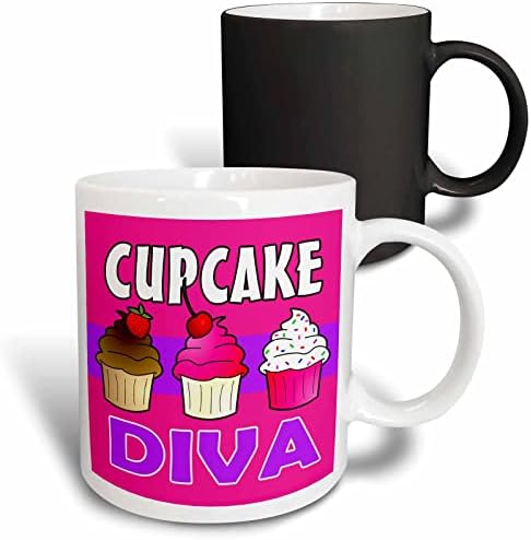 Керамична чаша 3dRose mug_43133_1 Cupcake Diva Kawaii Cakes Розово, 11 Грама