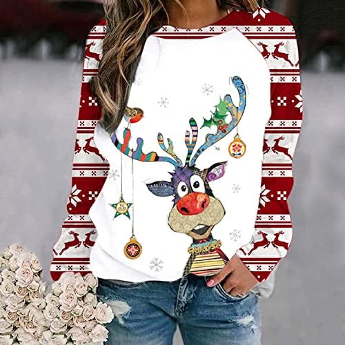 Грозни Коледни Пуловери за Жени 2022, Модни Блузи с дълги ръкави, Есенни Модни Коледни Свитшоты с Кръгло деколте, Върхове