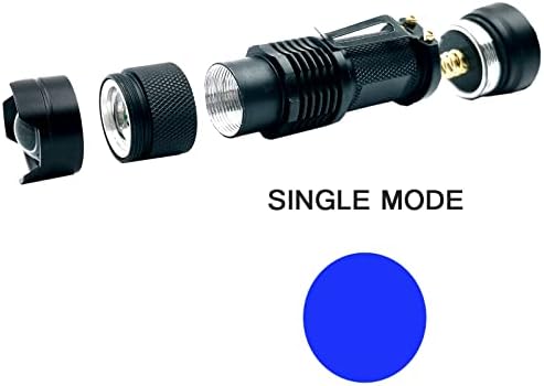 XYSRZ 4 Пакета Однорежимный Фенерче Синя Светлина със Скоба Мащабируем Синя Led Фенерче Син Фенер за Лов и Риболов