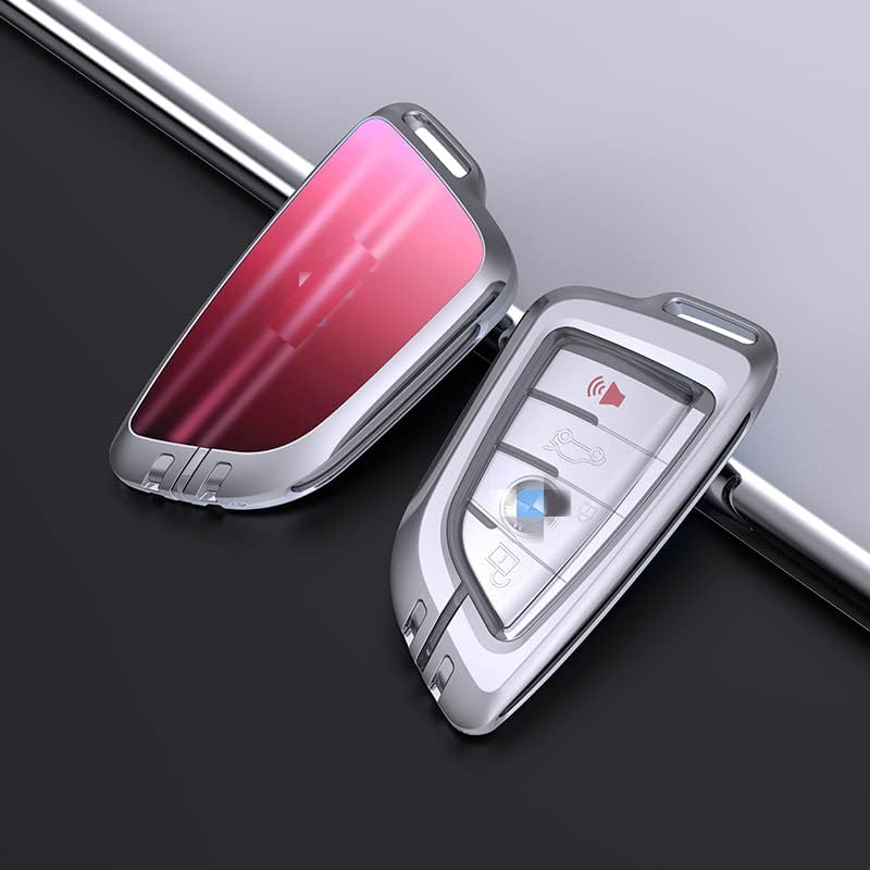 На капака ключодържател за ключове на BMW серия, Капачка за ключове От С сплав, със Стъклен капак с Огледални Наклон цветове (тип B-сиво)