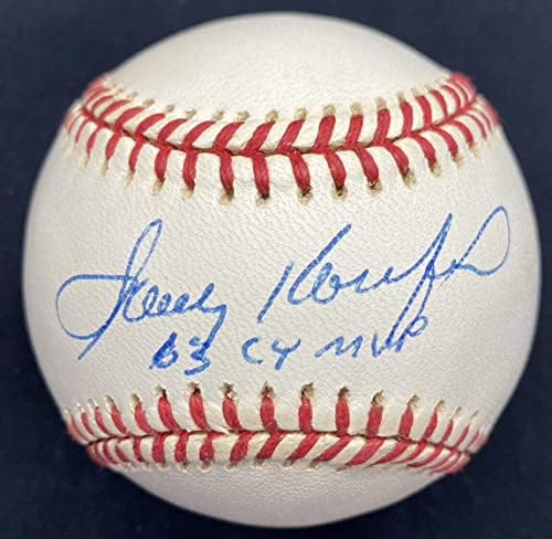 Санди Куфакс 63-та NL MVP CY Подписа Бейзболен JSA LOA - Бейзболни топки с автографи