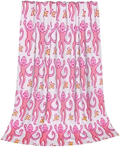 Маймуни Лесно и удобно Ультрамягкое Топло одеяло от микро-руно за легла и Диван в Хола (Розово, 50 x40)