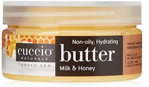 Смес от масла Cuccio Naturale - Ультраувлажняющий, Обновляющий, Разглаживающий Крем за тяло С аромат - Дълбоко овлажняване За възстановяване на суха кожа - Произведен от естествени съставки - Мляко и мед - 8 грама